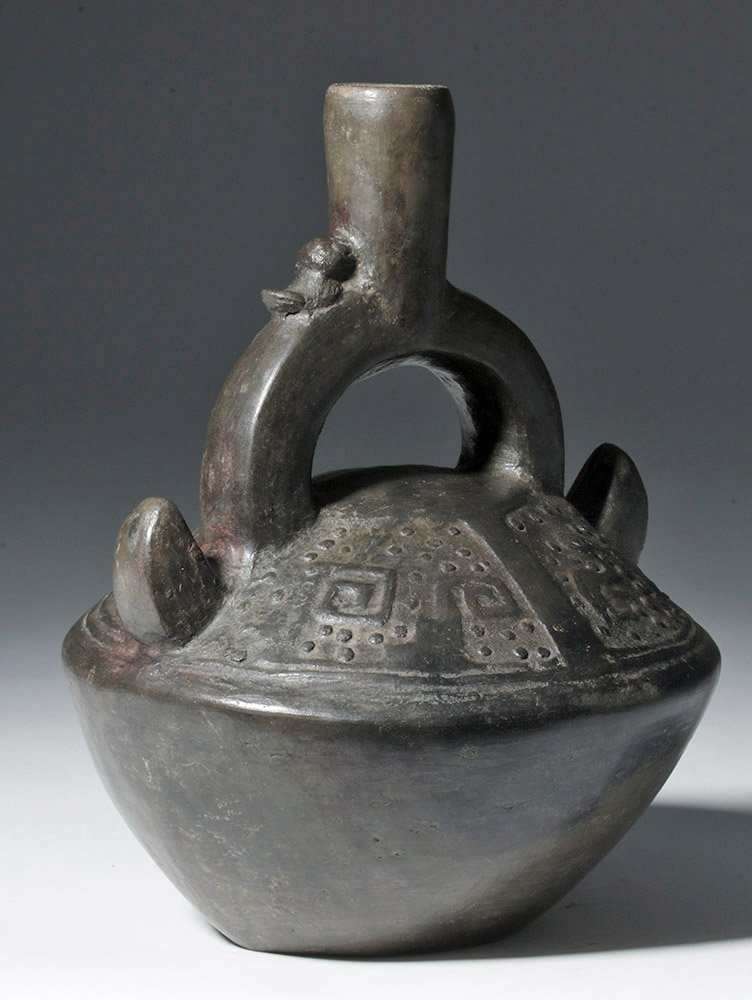 Chimu Blackware Stirrup Jar with Birds (1 of 9)
