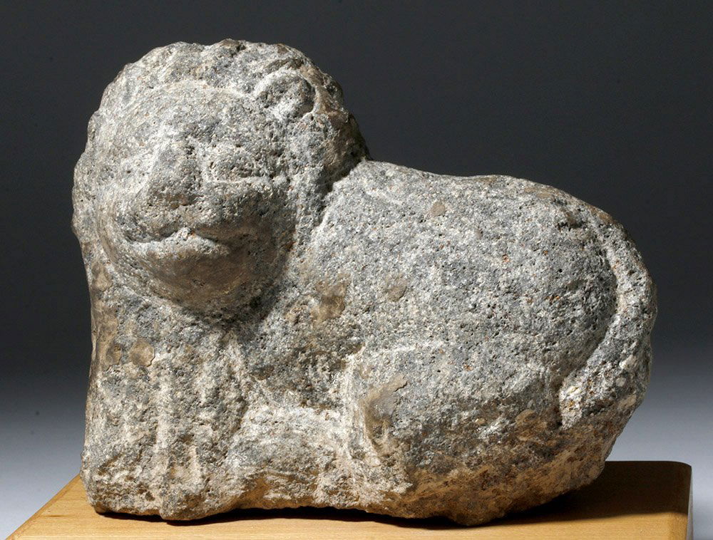 Roman Carved Basalt Lion, Couchant Position (1 of 6)