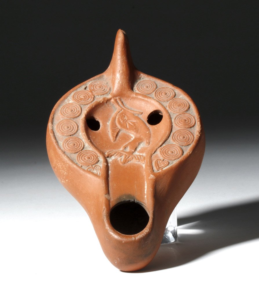 Roman / North African Redware Oil Lamp - Dolphin (1 of 5)