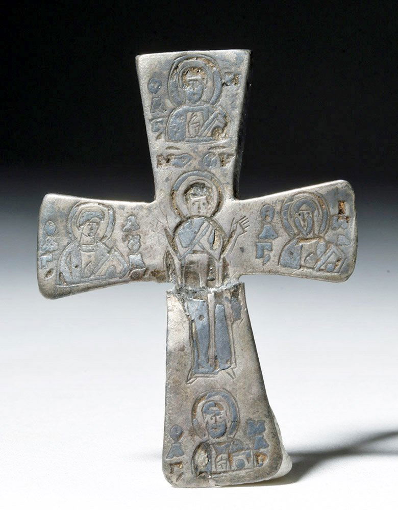 Byzantine Silver Cross with Engraved Saints (1 of 6)