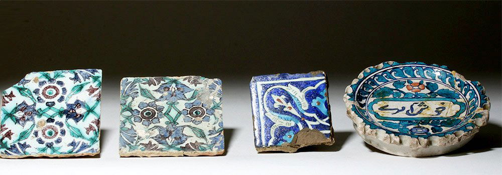 19th C. Persian Glazed Tiles (4) (1 of 1)
