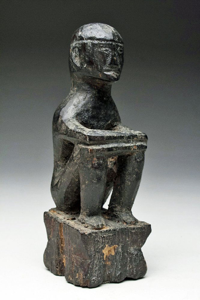19th C. SE Asian Ifugao Wood Seated Male Bulul Figure (1 of 3)