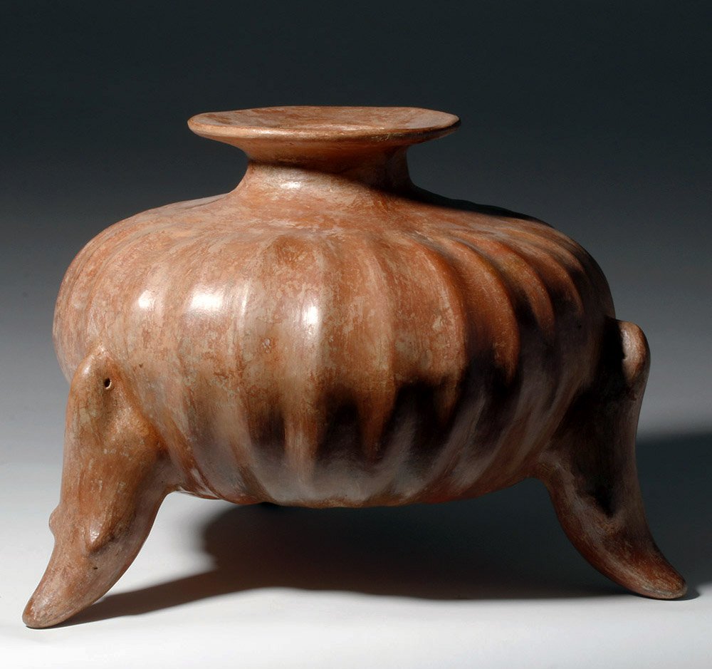 Colima Gadrooned Redware Vessel - Parrot Legs (1 of 5)