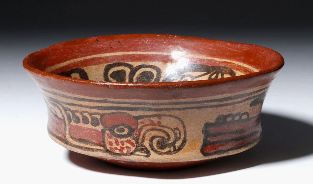 Mayan Copador Pottery Bowl - Parrots & Felines (1 of 6)