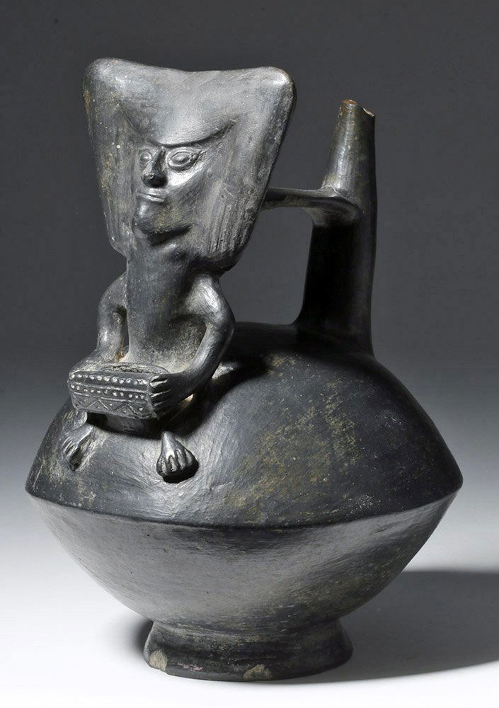 Lambayeque-Chimu Blackware Whistling Stirrup Vessel (1 of 7)