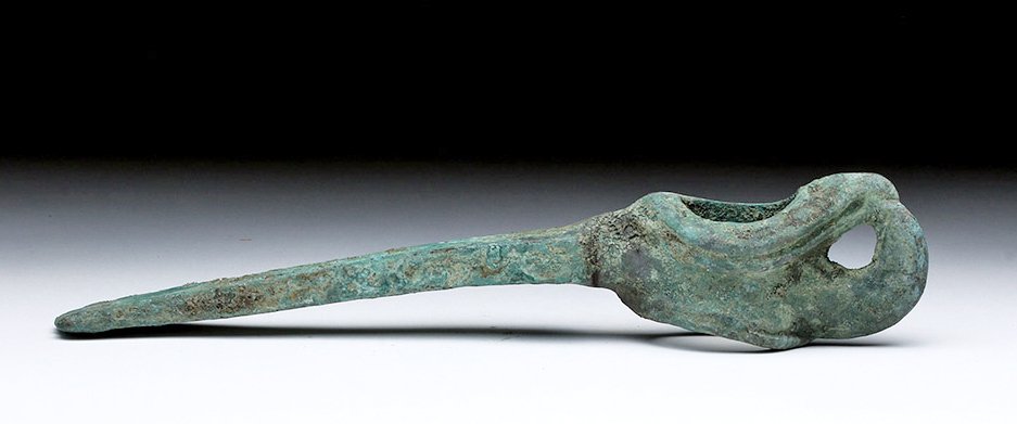 Luristan Bronze Axe Head - Long with Bird (1 of 4)