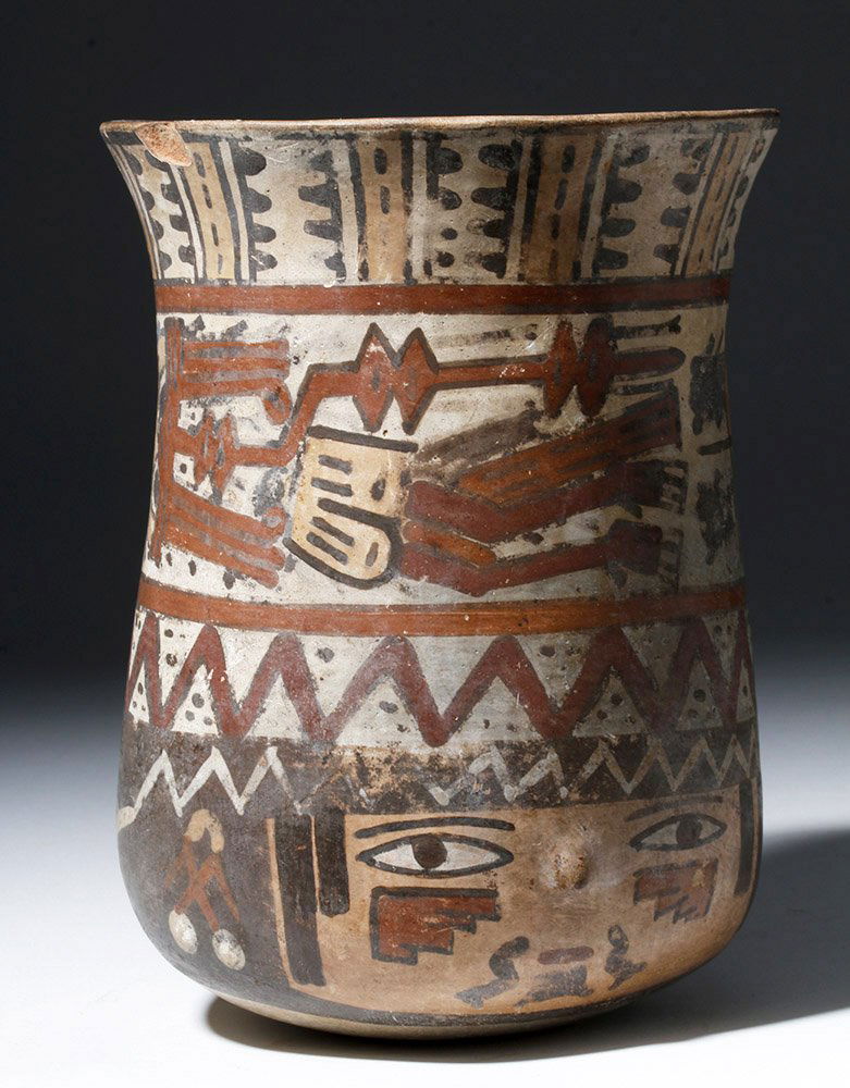 Nazca Polychrome Vessel with Three Dimensional Face (1 of 8)