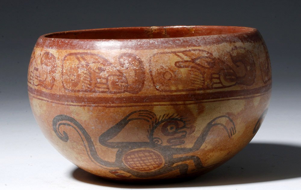 Delightful Mayan Copador Polychrome Monkey Bowl (1 of 5)