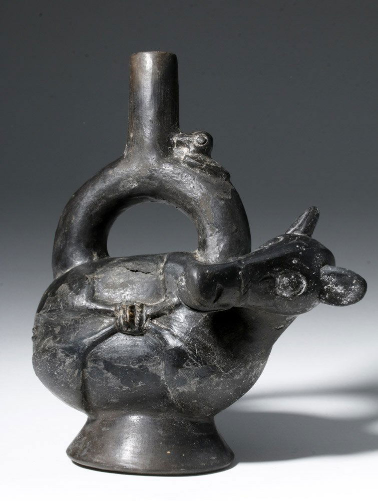 Chimu Black Ware Stirrup Vessel - Captive Llama (1 of 10)