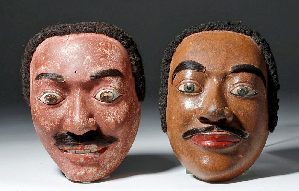 Old Mexican Wood Festival Dance Masks (pr) (1 of 4)