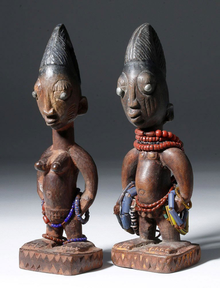 African Ibeji Wooden Twins - Original Glass Beads (1 of 6)