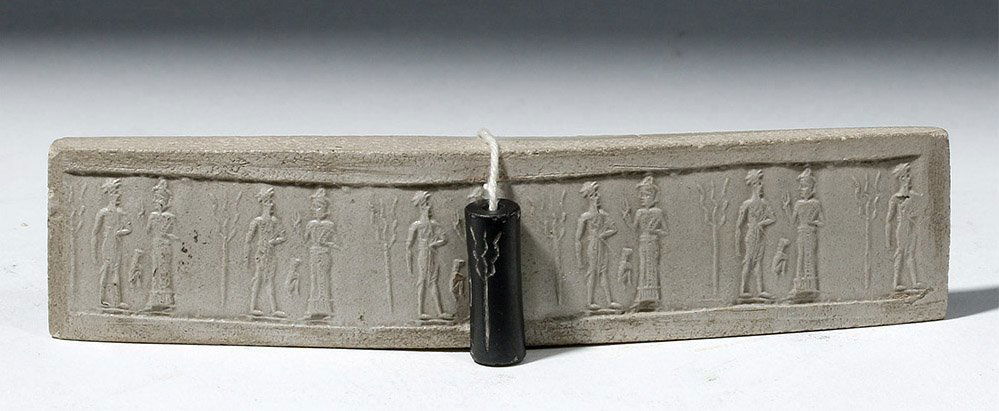 Museum-Exhibited Babylonian Steatite Cylinder Seal (1 of 5)