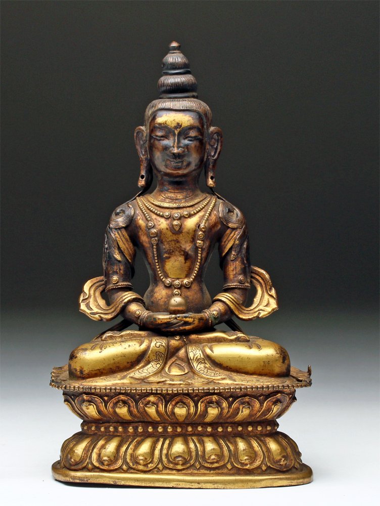 20th C. Sino-Tibetan Gilded Bronze Amitayus Buddha (1 of 5)