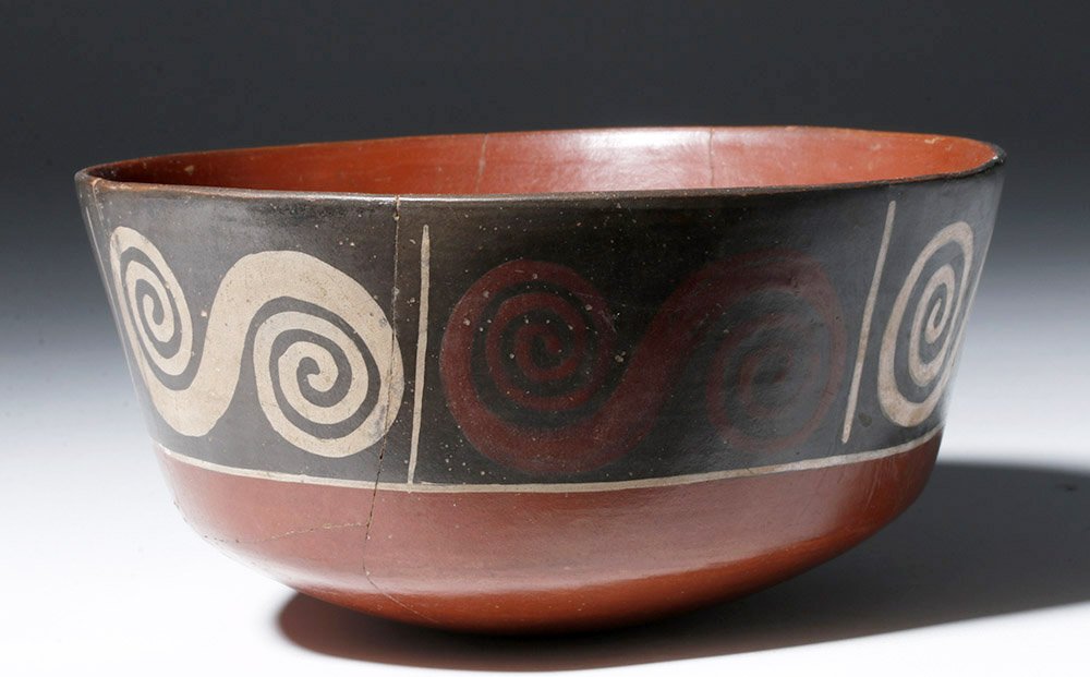 Nazca Polychrome Pottery Bowl with Swirls (1 of 6)