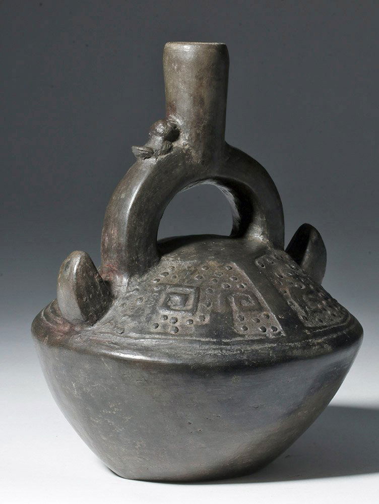 Chimu Blackware Stirrup Jar with Birds (1 of 9)