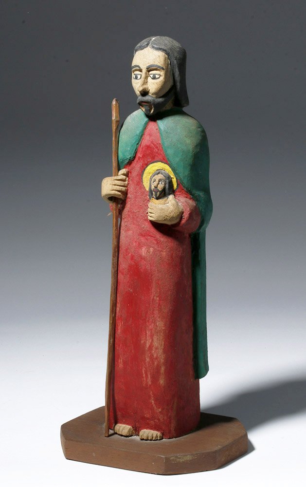 New Mexican Painted Wood Santos - St. Jude by F. Brito (1 of 5)