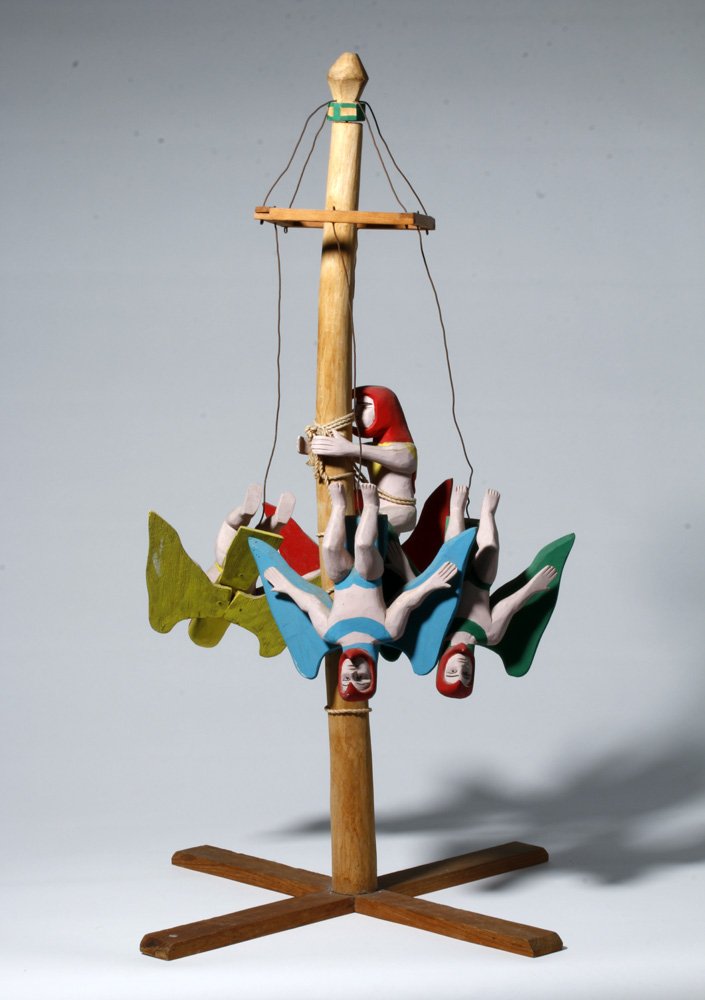 Whimsical 1960s Mexican Wood Toy - Papantla Flyers (1 of 5)