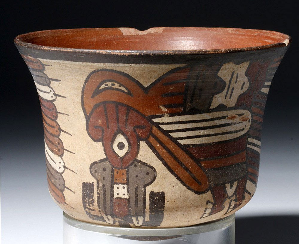 Nazca Polychrome Kero Horrible Bird Motif, ex-Museum (1 of 6)