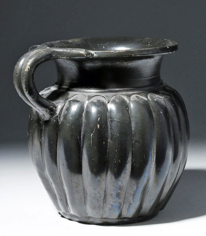 Large Greek Campanian Ribbed Blackware Mug (1 of 6)
