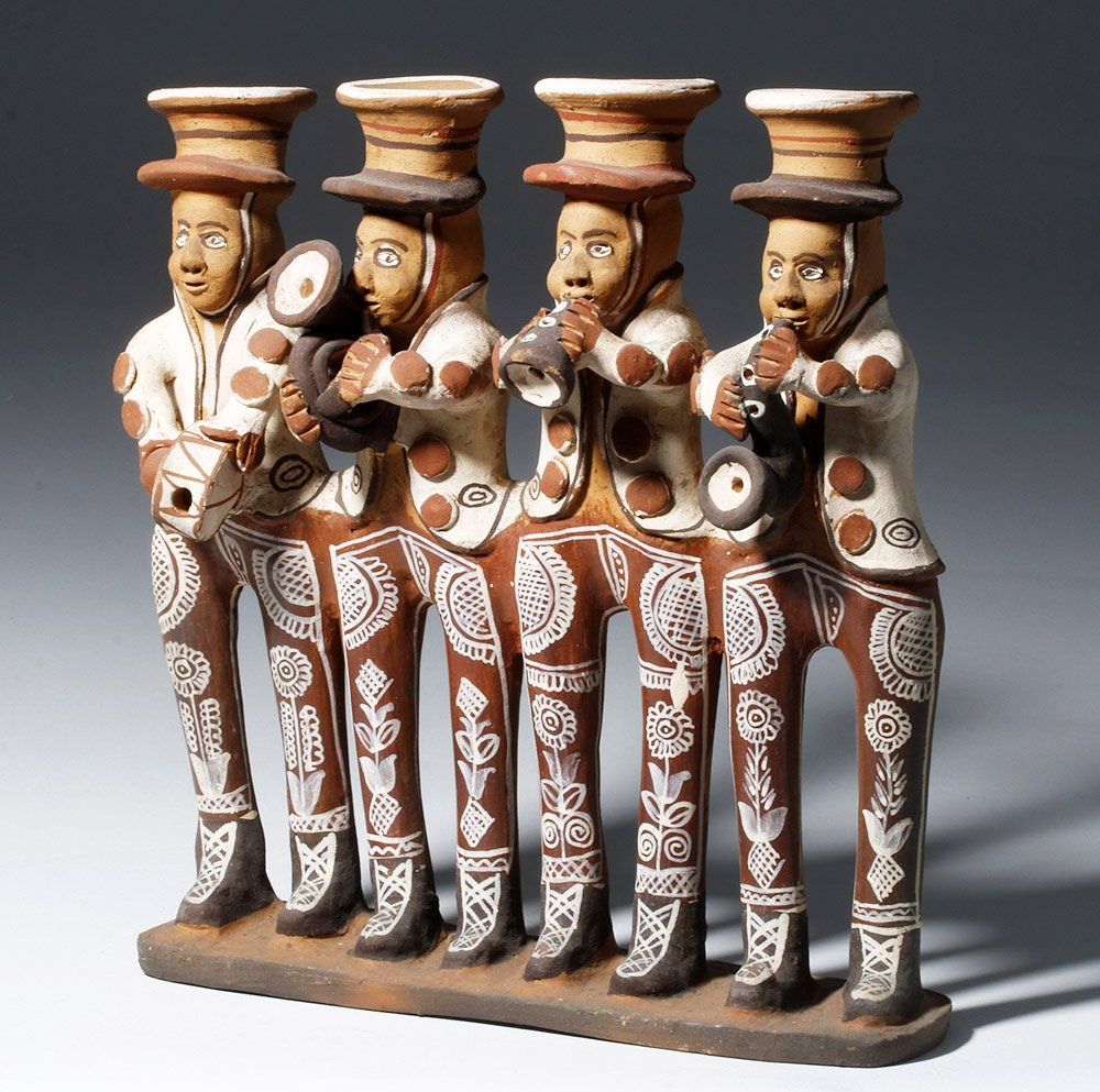 20th C. Peruvian Folk Art Polychrome Musicians Grouping (1 of 10)