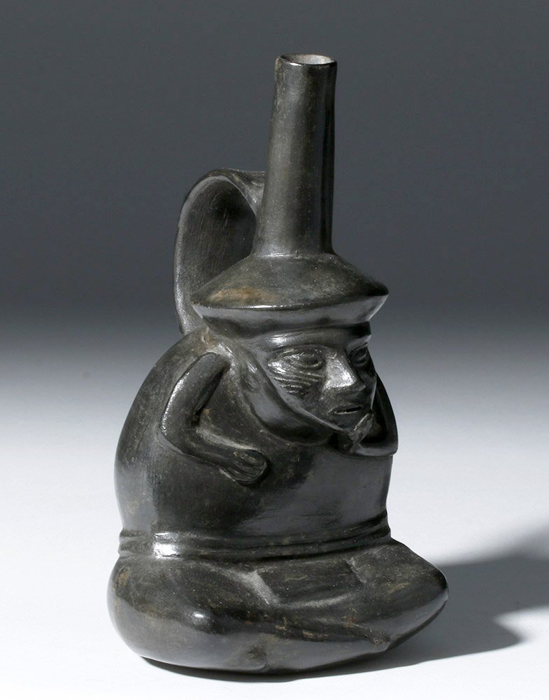 Sican Blackware Stirrup Seated Elder, ex-Arte Primitivo (1 of 5)