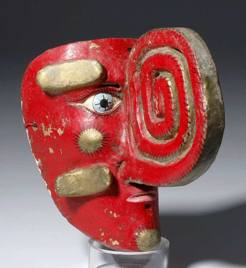 Early 20th C. Mexican Painted Wood Mask, Suffering Moor (1 of 6)