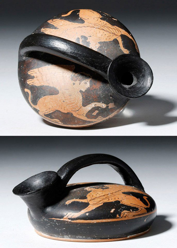 Greek Attic Red-Figure Askos with Twin Sphinx (1 of 5)