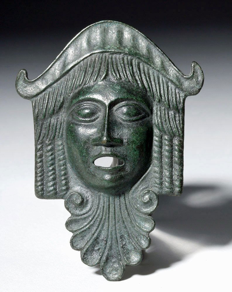 Gorgeous Roman Bronze Applique - Actor's Mask Form (1 of 4)
