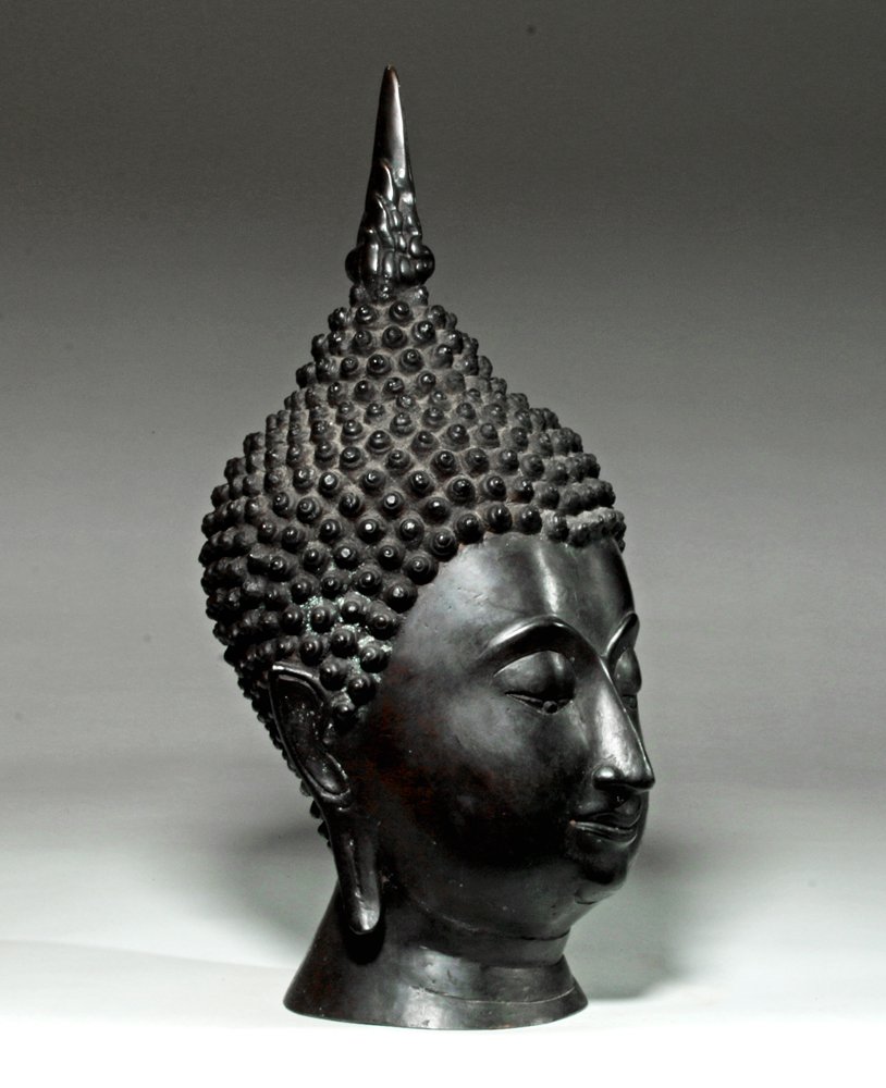 Impressive 20th C. Thai Bronze Head of Buddha (1 of 4)