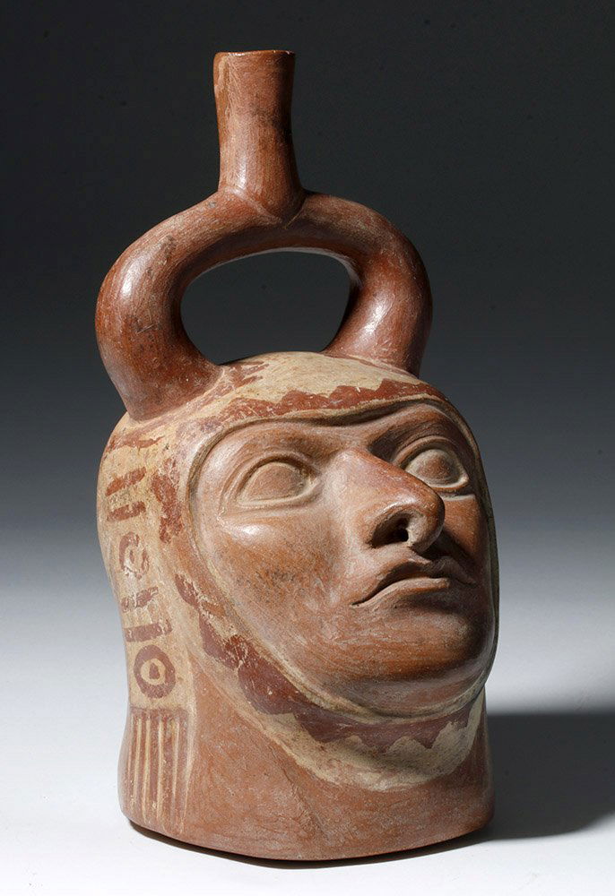 Realistic Moche Pottery Portrait Vessel, ex-Sotheby's (1 of 7)