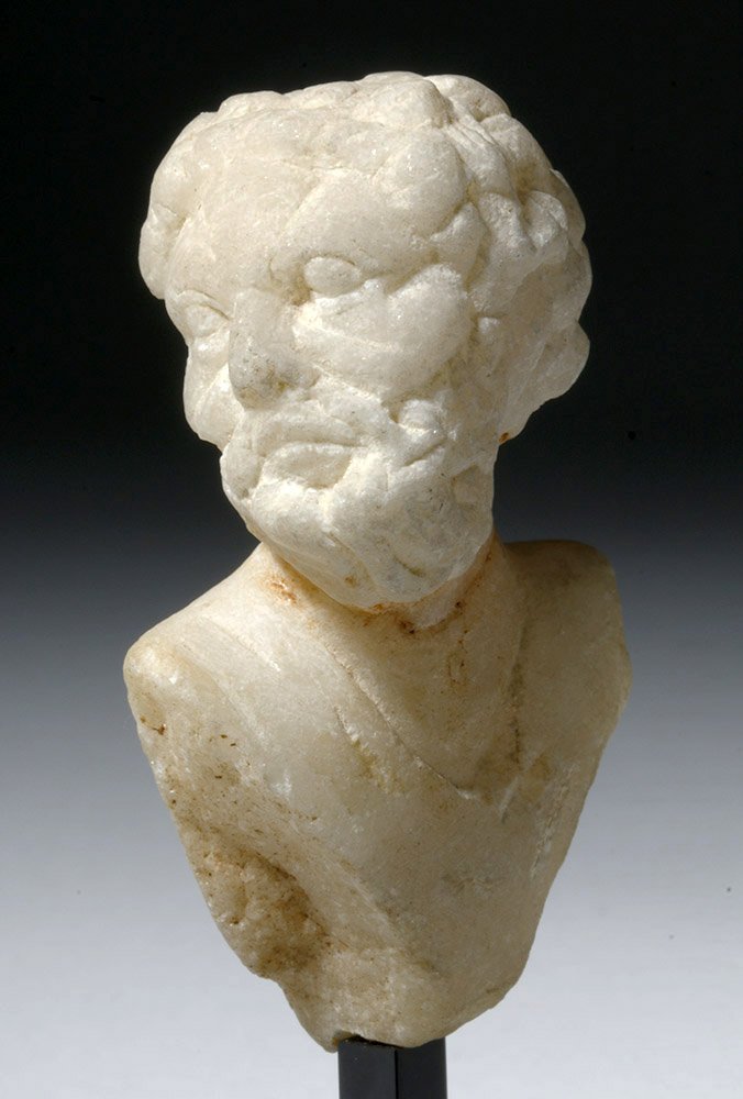 Roman Marble Head of Old, Bearded God (1 of 5)