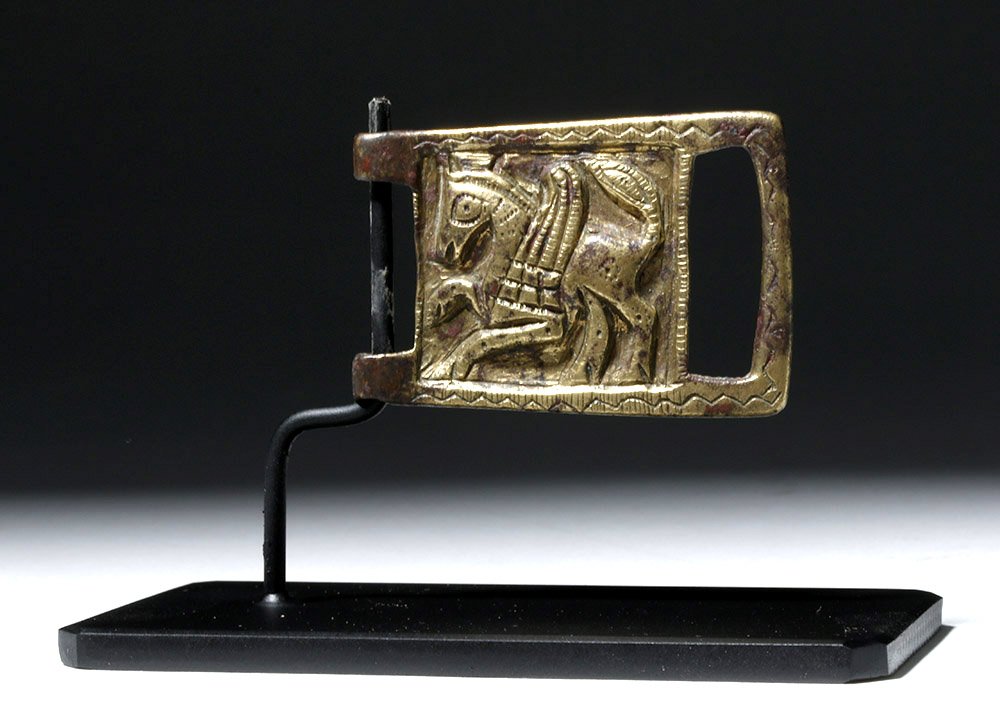 Fine Sassanian Gilded Bronze Belt Buckle - Pegasus (1 of 4)