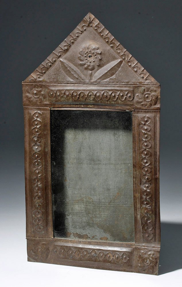 19th C. Spanish Colonial Tin / Glass Nicho (1 of 8)