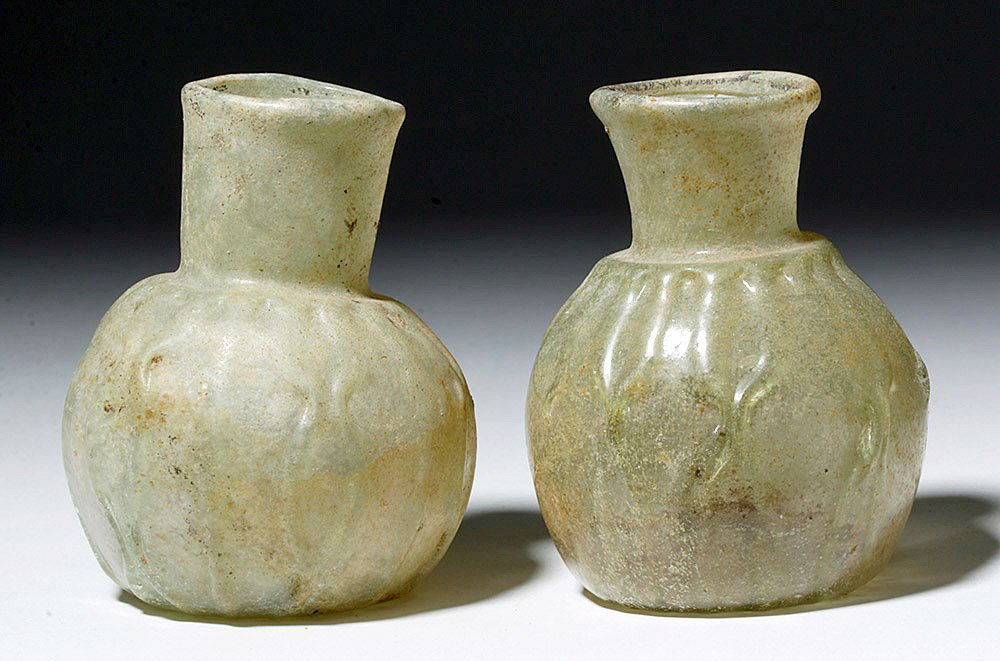 Milky-White Roman Glass Bottles (pr) (1 of 5)