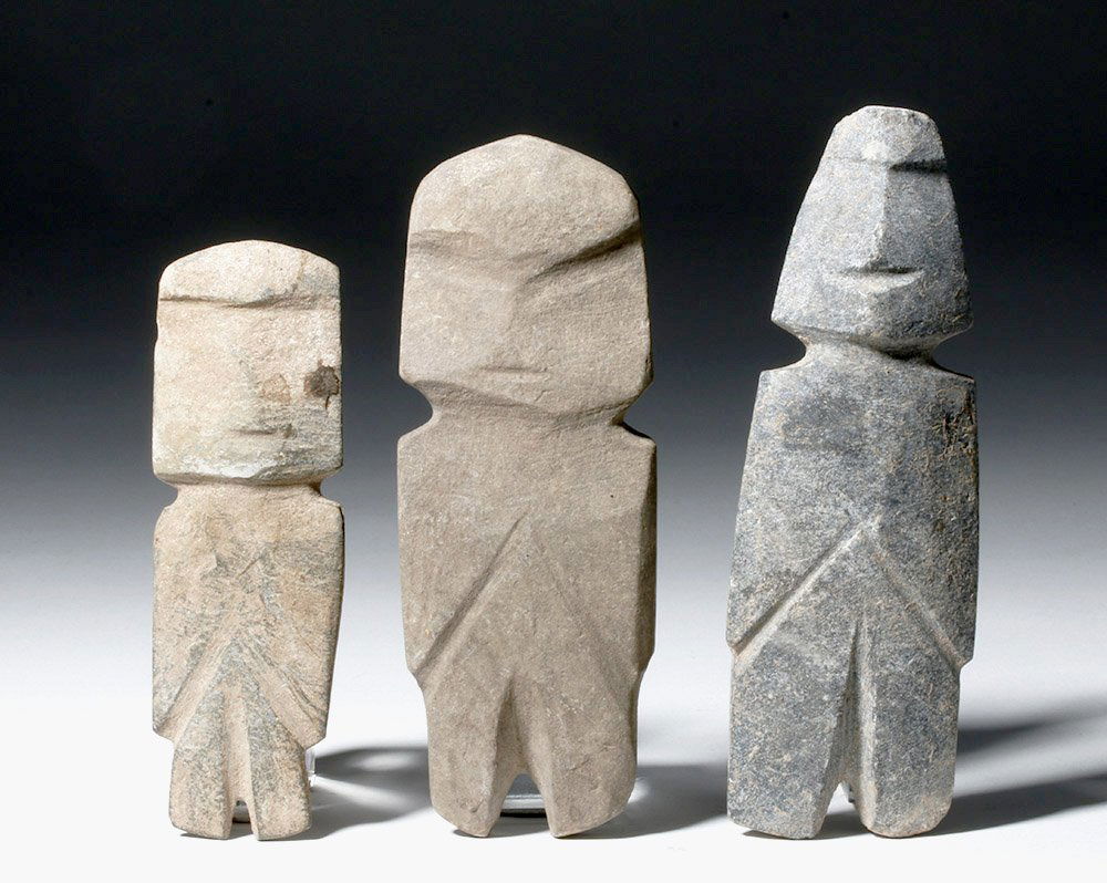 Lot of 3 Mezcala Guerrero Stone Axe Gods (1 of 4)