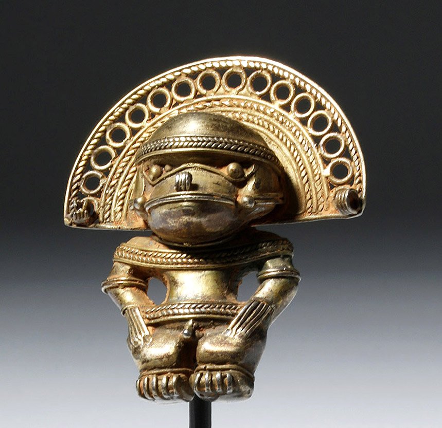 Colombian Tairona 10K Gold Caciques Pendant (1 of 8)