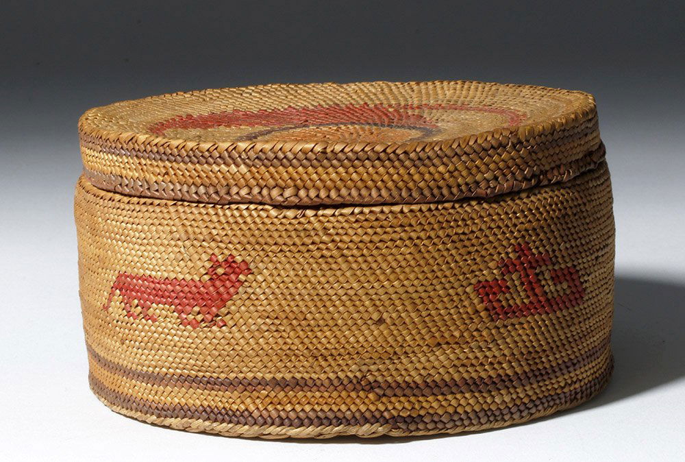 Early 20th C. Native American Makah Basket with Lid (1 of 9)