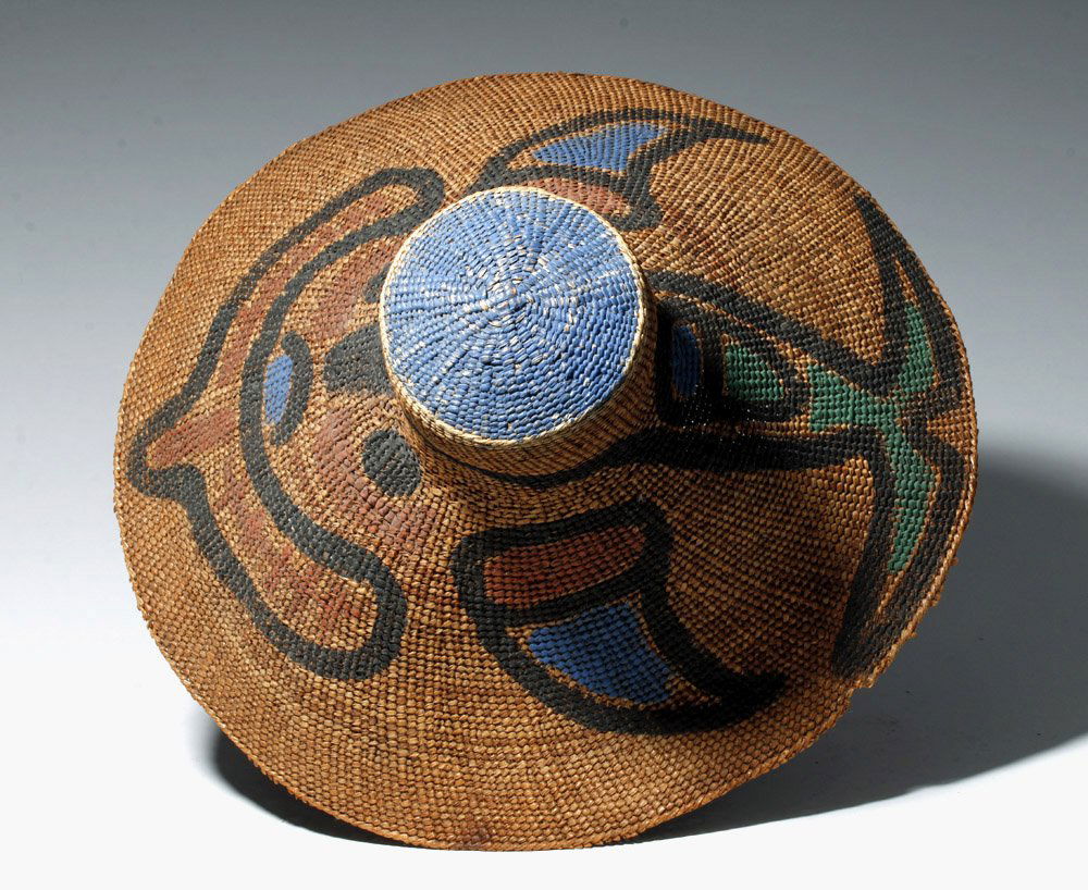 19th C. Tlingit Painted Basketry Hat - Sea Creature (1 of 7)