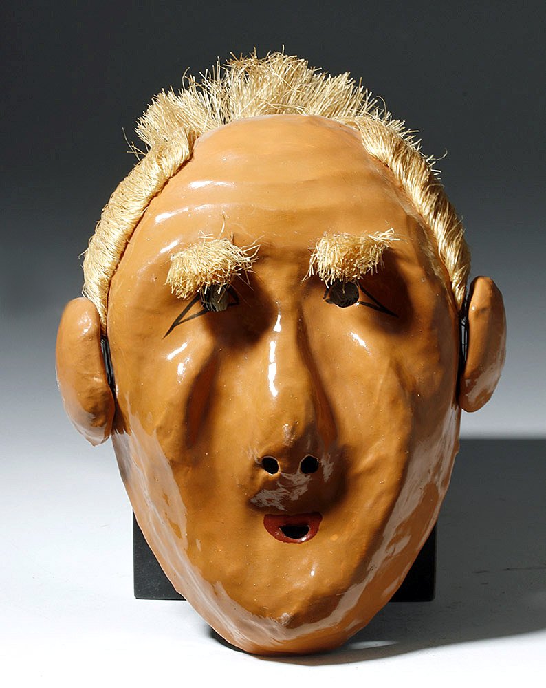 20th C. Japanese Papier-Mache Mask of Old Man (1 of 6)