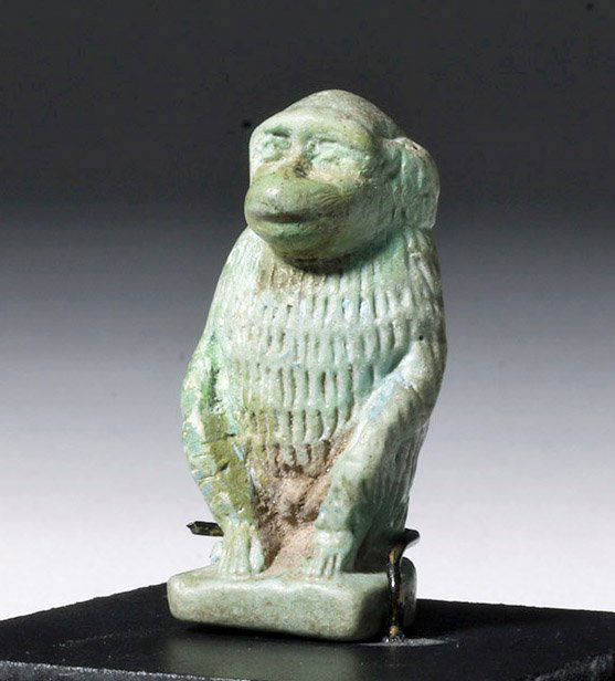 Choice Egyptian Faience Thoth Baboon Amulet (1 of 8)