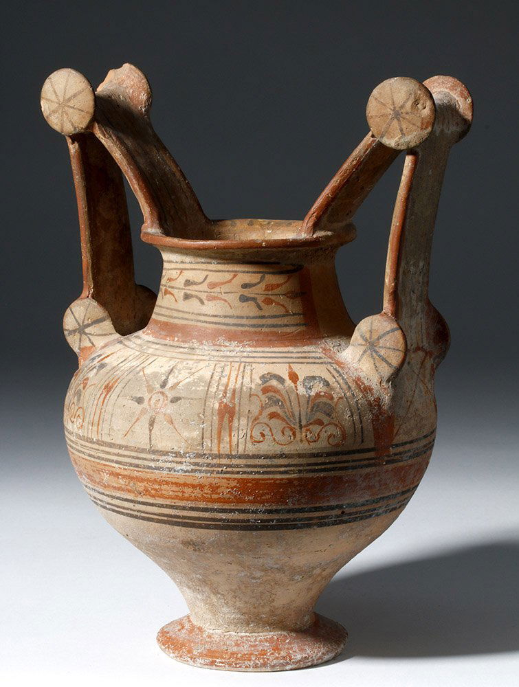 Superb Messapian Pottery Trozella - W/ Fine Decorations (1 of 8)