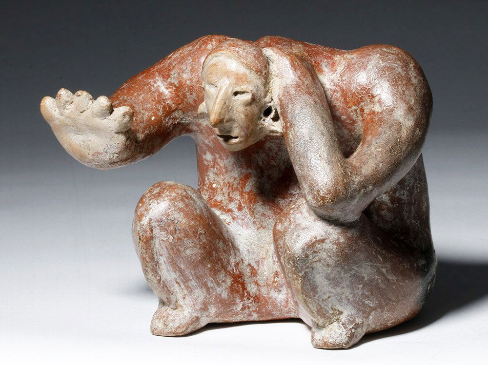 Unusual Colima Redware Seated Figure, ex-A. Davis (1 of 7)