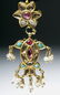 19th C. Indian 18K Gold Earrings w/ Sapphires, Rubies - 2
