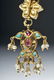 19th C. Indian 18K Gold Earrings w/ Sapphires, Rubies - 6