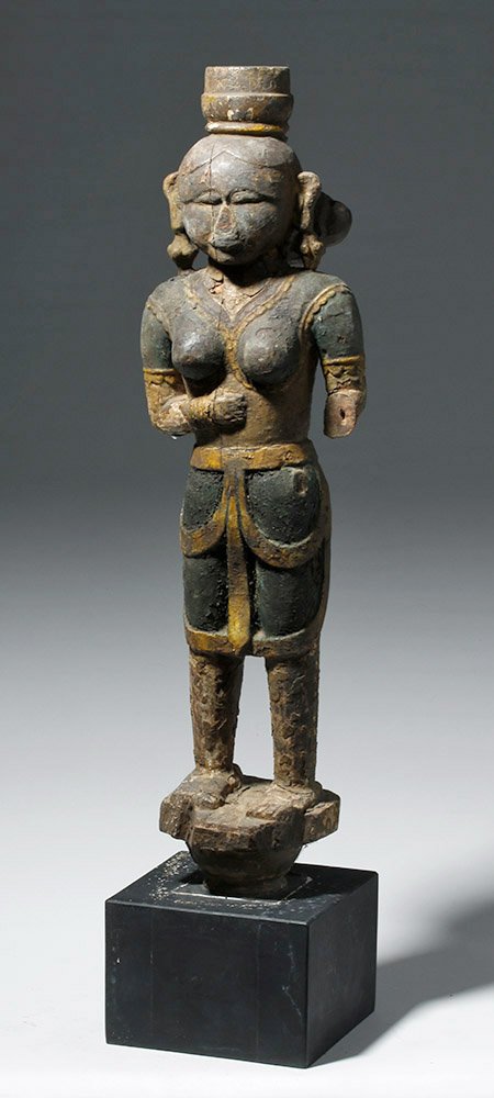 Tall 18th C. Indian Wooden Statue of a Goddess (1 of 6)