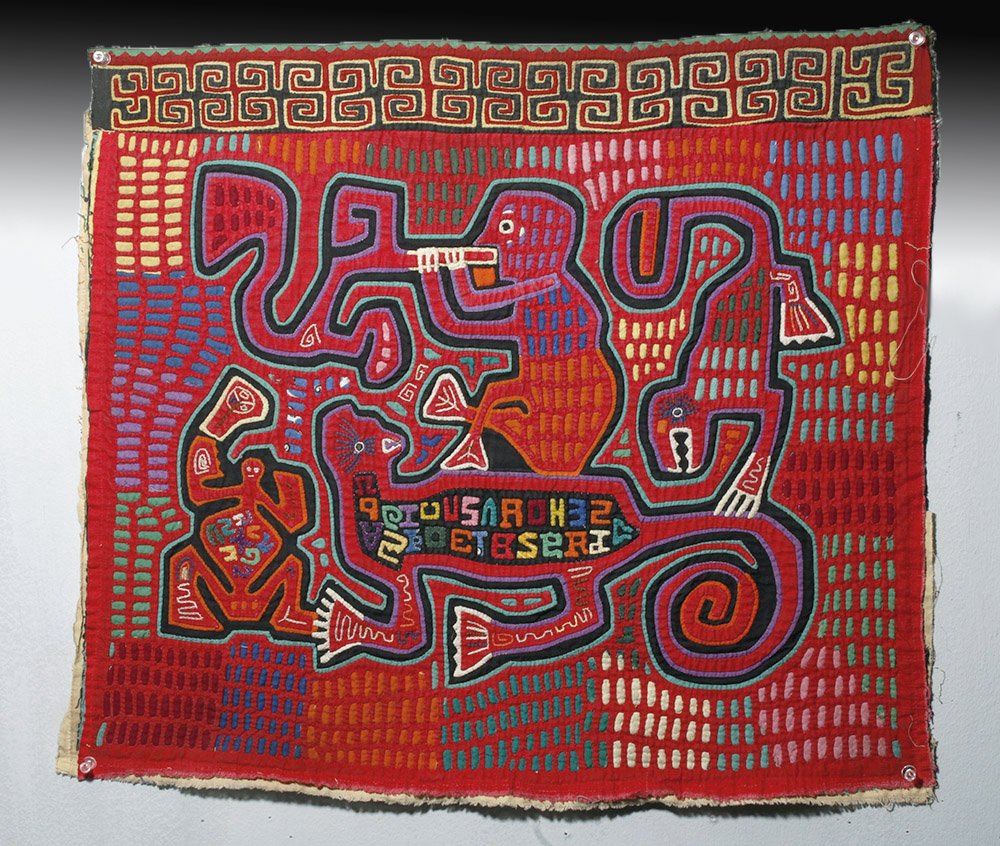 Amusing Kuna Island Textile Mola - Musician & Lizards (1 of 8)