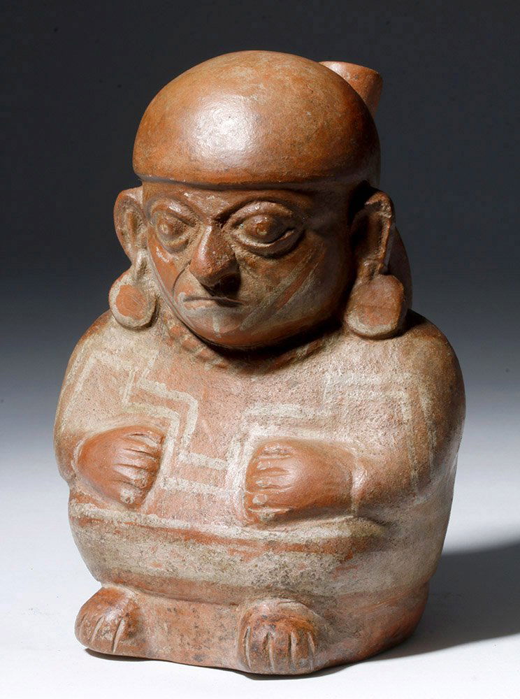 Moche Stirrup Portrait Vessel of Wide-Eyed Man (1 of 6)