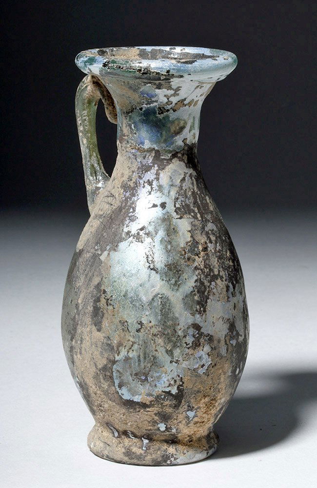 Highly Iridescent Roman Glass Handled Jug (1 of 6)