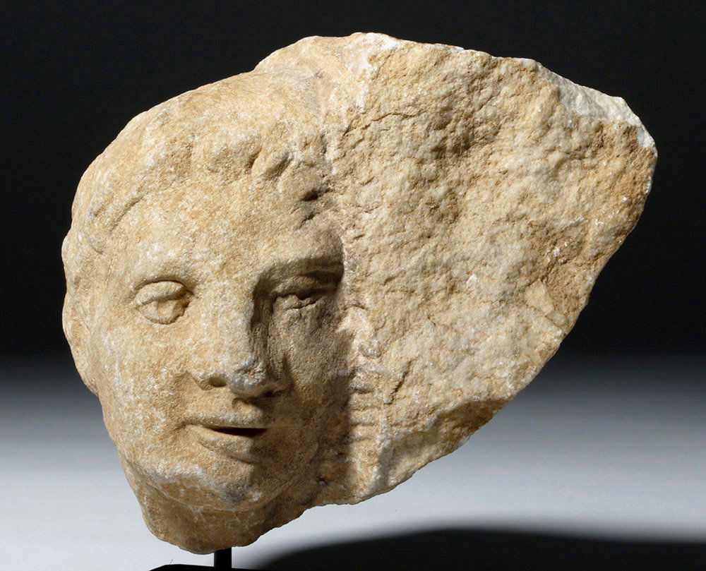 Roman Marble Fragment Showing Male Head (1 of 5)