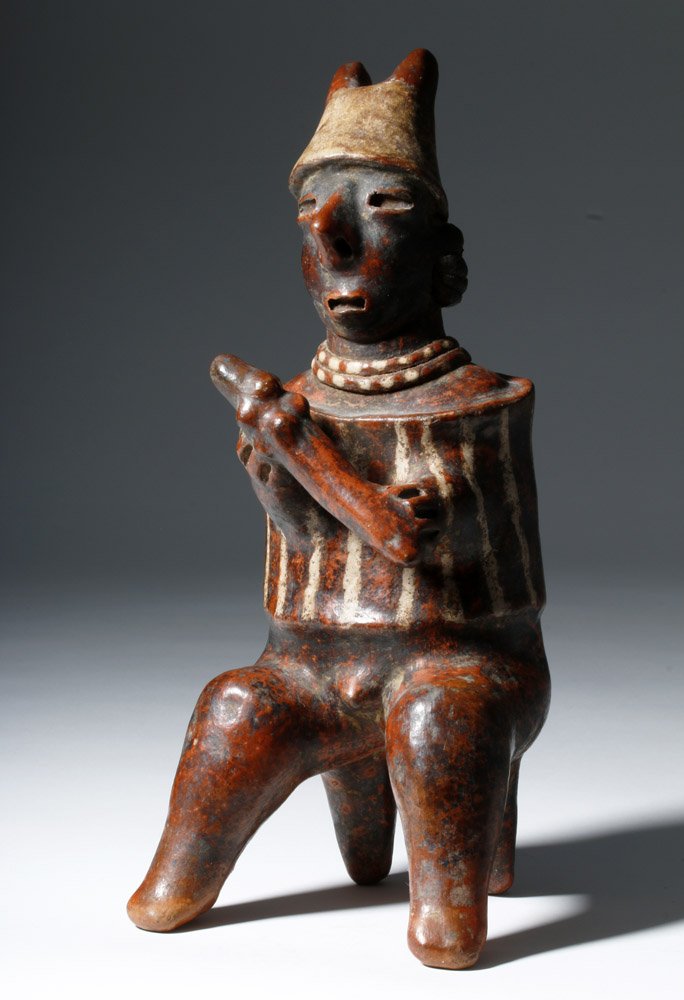 Lovely Nayarit Pottery Seated Warrior w/ Barrel Armor (1 of 9)